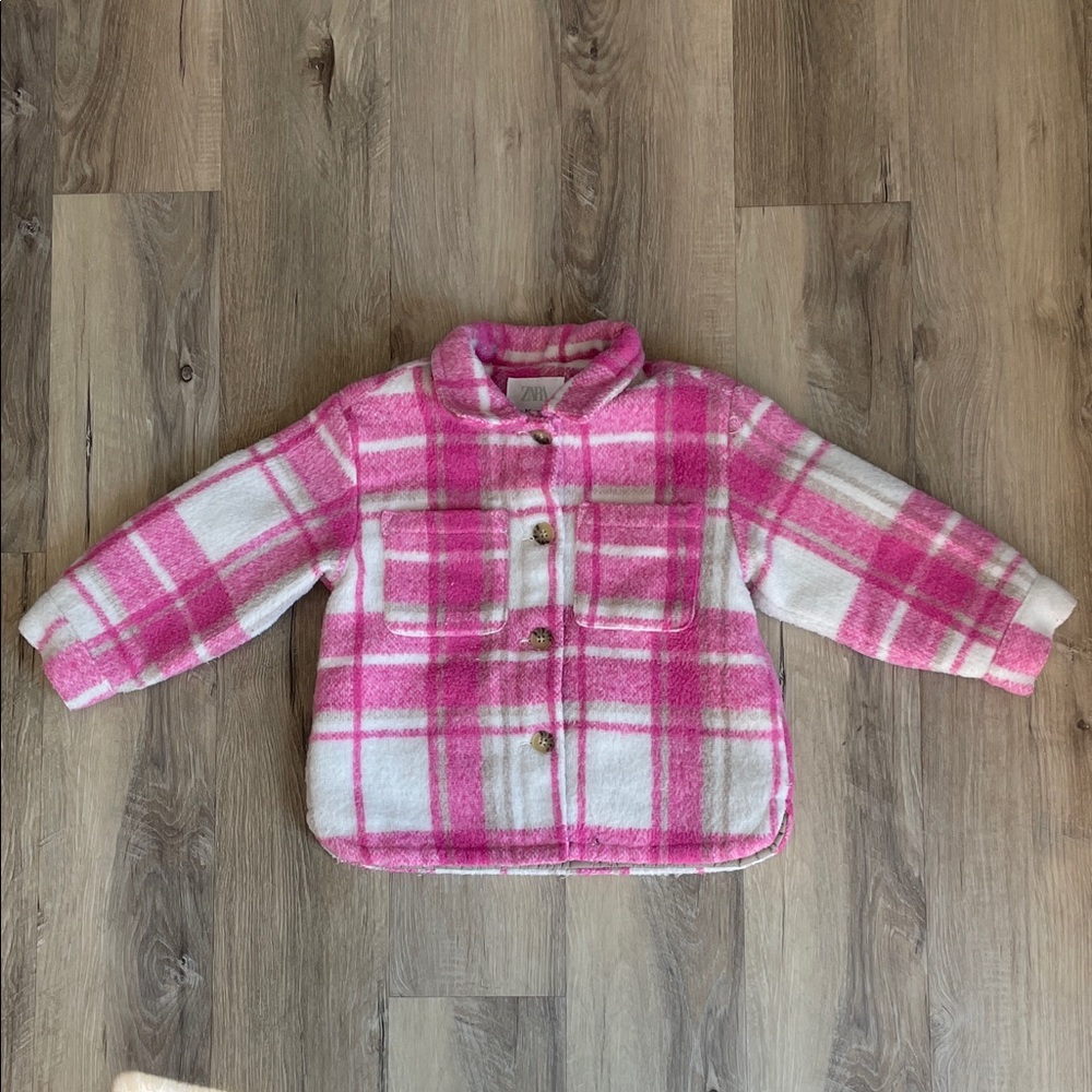 Zara Pink and White Checkered Jacket